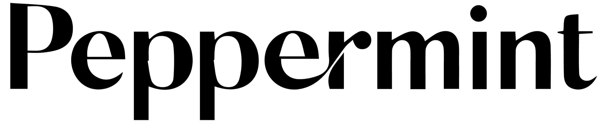 Black 'Peppermint Magazine Logo' text on a white background