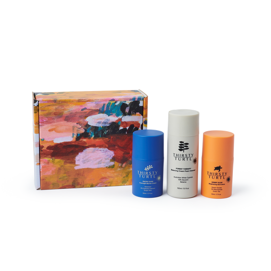Beautiful gift box of three skincare products for sensitive skin