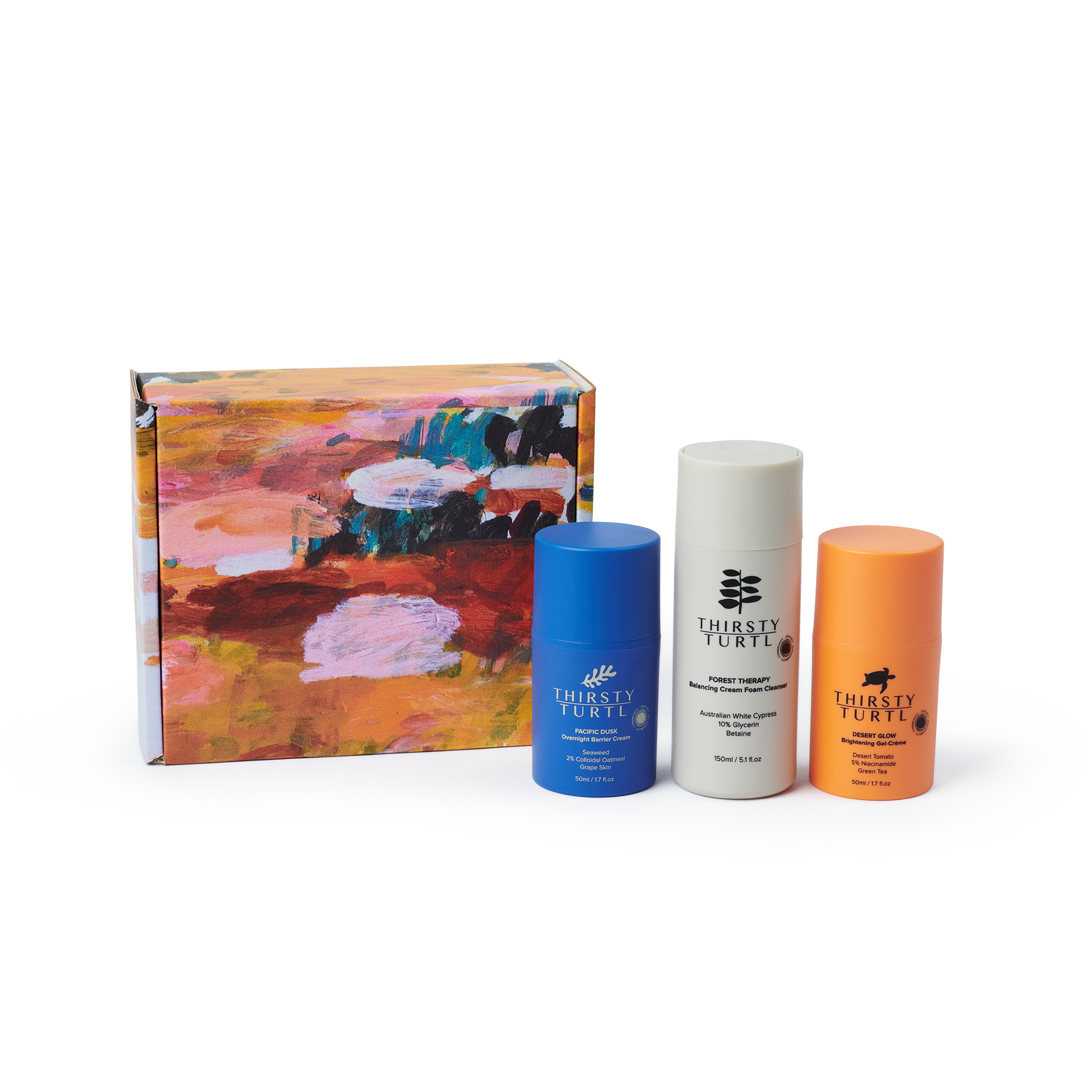 Beautiful gift box of three skincare products for sensitive skin